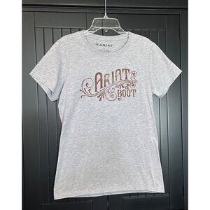 Ariat Graphic T-Shirt Womens Small Gray Short Sleeve Logo Western Casual Cowgirl